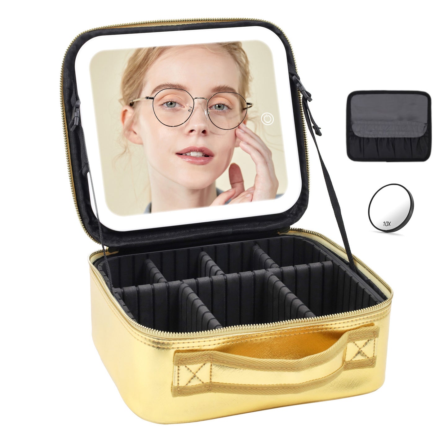 Large Capacity Cosmetic Case With LED Mirror High Sense Multifunctional Storage For Makeup Artist Cosmetic Bag