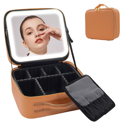 Large Capacity Cosmetic Case With LED Mirror High Sense Multifunctional Storage For Makeup Artist Cosmetic Bag