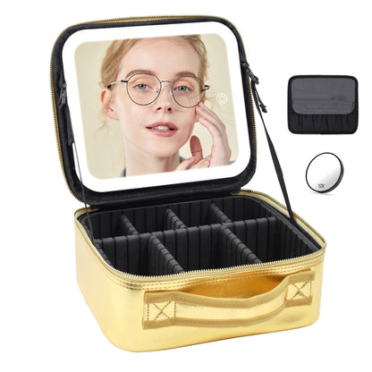 Large Capacity Cosmetic Case With LED Mirror High Sense Multifunctional Storage For Makeup Artist Cosmetic Bag