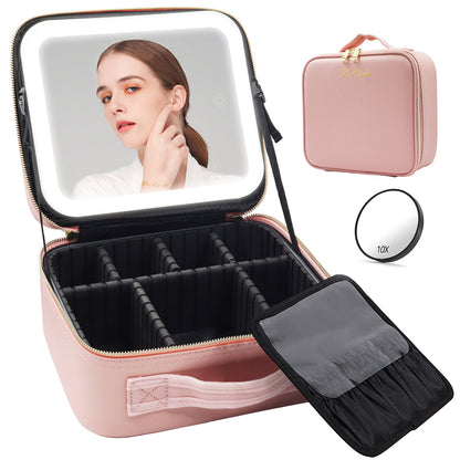 Large Capacity Cosmetic Case With LED Mirror High Sense Multifunctional Storage For Makeup Artist Cosmetic Bag
