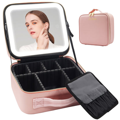Large Capacity Cosmetic Case With LED Mirror High Sense Multifunctional Storage For Makeup Artist Cosmetic Bag